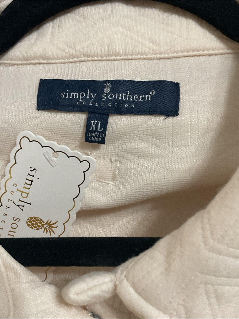 XL Cream Quilted Shacket Oversized Snap Front Simply Southern NWT - Picture 6 of 6